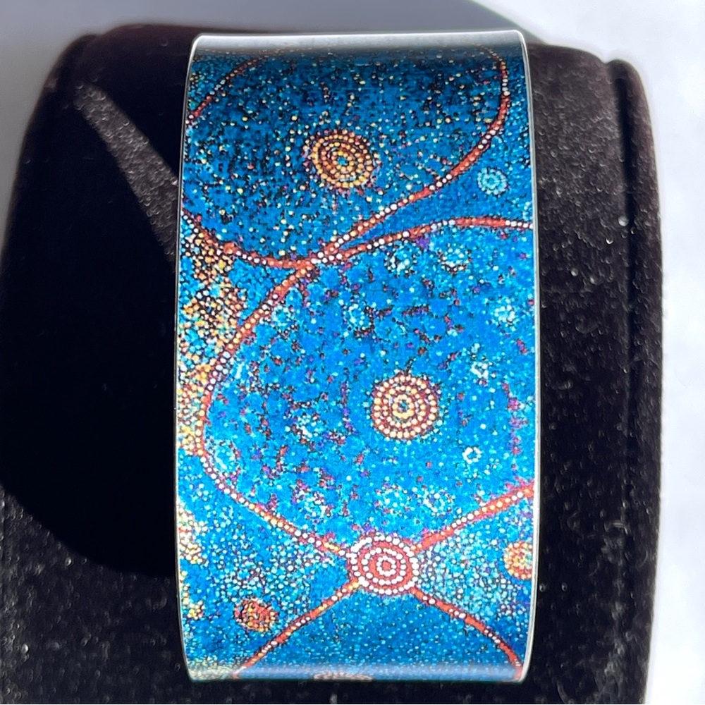 Star Dreaming Cuff Alma Nungarrayi Granites Aluminum Sterling Silver Bracelet